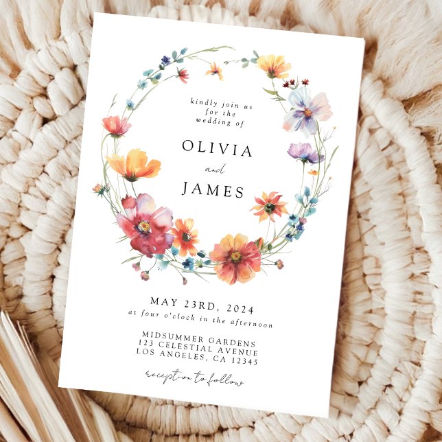 Invitación Watercolor Flor silvestre Floral Wreath Boda (Subido por el creador)