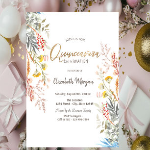 Invitación Watercolor Flor silvestre Meadow Dried Quinceañera