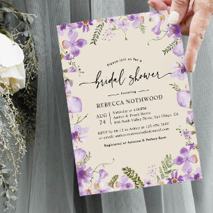 Invitación Watercolor Flor silvestre Verdor Bridal Shower