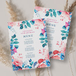 Invitación Watercolor Floral 90th Birthday Party Menu<br><div class="desc">Celebra en estilo con nuestro Brillante y audaz menú de fiestas de cumpleaños número 90. Dé un giro de noventa años con nuestro impresionante menú floral acuático en azul y rosa. ¡Pida ahora y haz que tu cumpleaños 90 sea memorable!</div>