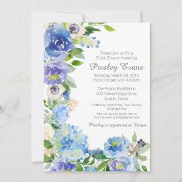 Invitación Watercolor Floral Anemone Hydrangea Bridal Shower