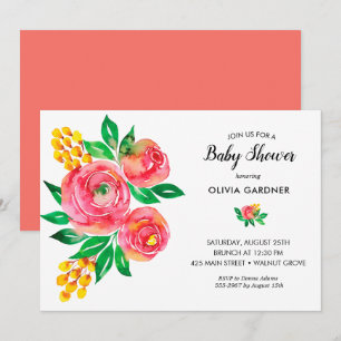 Invitación Watercolor Floral Baby Shower