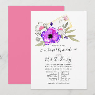 Invitación Watercolor Floral Baby Shower de moda por correo