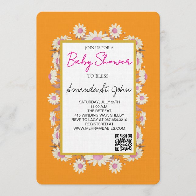Invitación Watercolor Floral Baby Shower Invitation (Anverso)