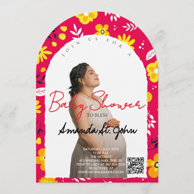 Invitación Watercolor Floral Baby Shower Invitation (Anverso)