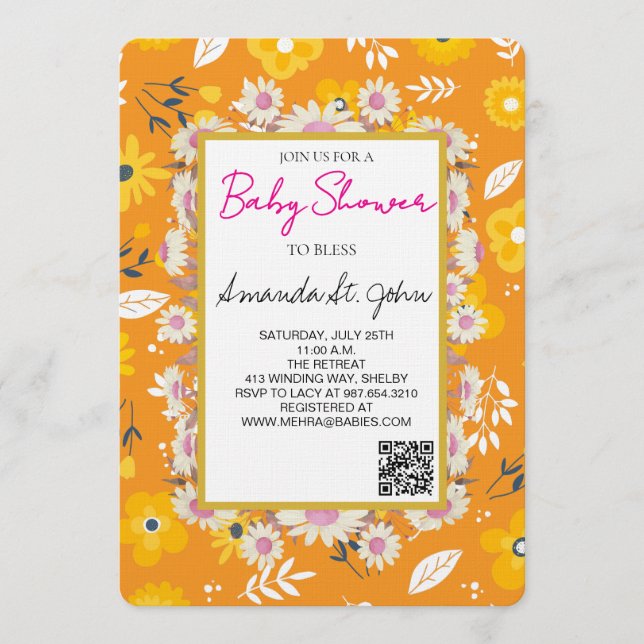 Invitación Watercolor Floral Baby Shower Invitation (Anverso)