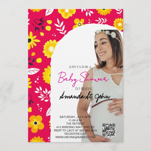 Invitación Watercolor Floral Baby Shower Invitation (Anverso)