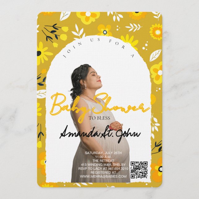 Invitación Watercolor Floral Baby Shower Invitation (Anverso)