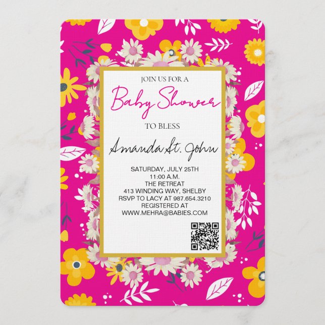 Invitación Watercolor Floral Baby Shower Invitation (Anverso)