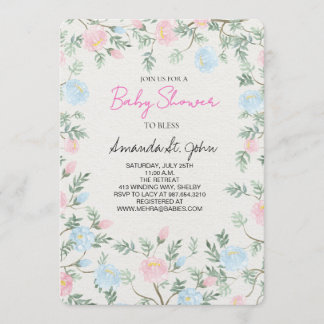 Invitación Watercolor Floral Baby Shower Invitation