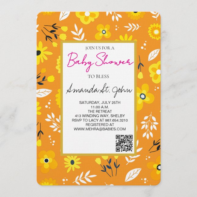 Invitación Watercolor Floral Baby Shower Invitation (Anverso)
