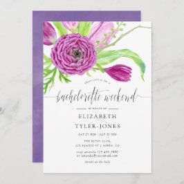 Invitación Watercolor Floral Bachelorette Weekend Itinerario