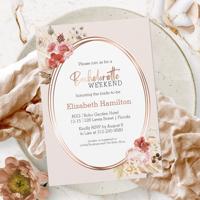 Invitación Watercolor Floral Bachelorette Weekend Itinerario (Subido por el creador)
