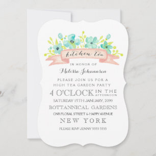Invitación Watercolor Floral Banner Kitchen Tea Invite