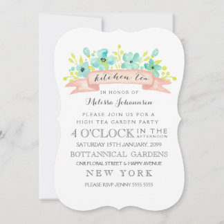 Invitación Watercolor Floral Banner Kitchen Tea Invite