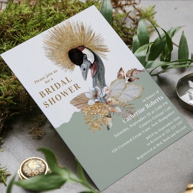 Invitación Watercolor Floral Bird Gold Purpurina Bridal Showe (Subido por el creador)