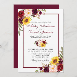 Invitación Watercolor Floral Boda Burgundy