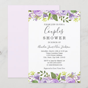 Invitación Watercolor Floral Boda Ducha Parejas