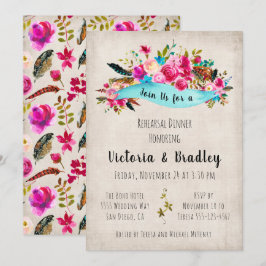 Invitación Watercolor Floral Boho Moda ensayo Cena