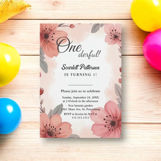 Invitación Watercolor Floral Boho Verano Rústico Primer Cumpl (Subido por el creador)