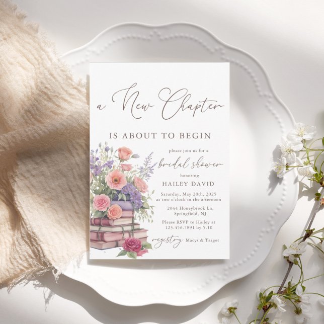 Invitación Watercolor Floral Book Bridal Shower (Subido por el creador)