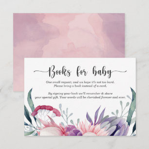 Invitación Watercolor Floral Book for baby Baby Sh