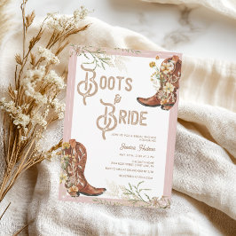 Invitación Watercolor Floral Boots & Bridal Shower