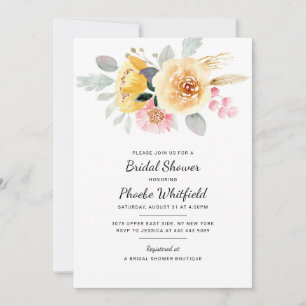 Invitación Watercolor Floral Botánica Bridal Shower