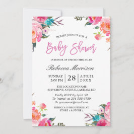 Invitación Watercolor Floral Botánica Wreath Baby Shower