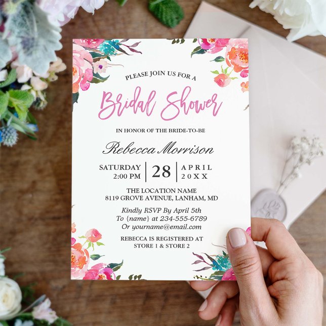 Invitación Watercolor Floral Botánica Wreath Bridal Shower (Subido por el creador)