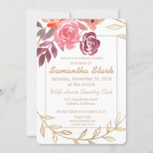 Invitación Watercolor Floral Bridal Shower