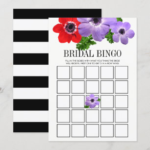 Invitación Watercolor Floral Bridal Shower Bingo Game Card