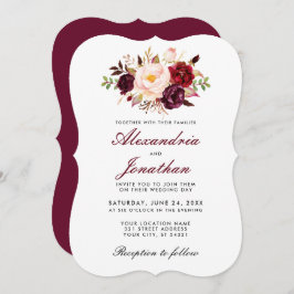 Invitación Watercolor Floral Burgundy Boda BR