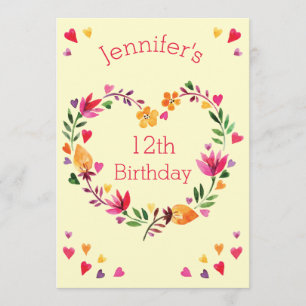 Invitación Watercolor Floral Chica de la corona floral 12º cu