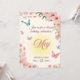 Invitación Watercolor Floral Christian Birthday Invitation 