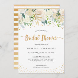 Invitación Watercolor Floral Confetti Gold Bridal Shower