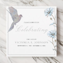 Invitación Watercolor Floral Dove Celebración de la Vida