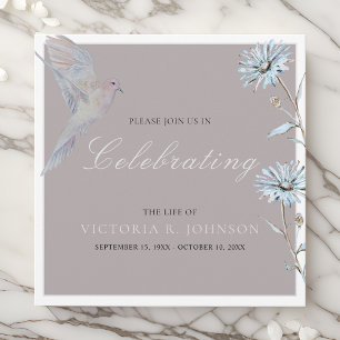 Invitación Watercolor Floral Dove Celebración de la Vida