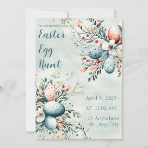 Invitación Watercolor Floral Easter Huevo Hunt