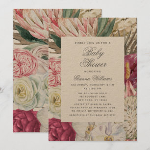Invitación Watercolor Floral Elegante Baby Shower