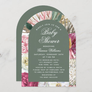 Invitación Watercolor Floral Elegante Baby Shower