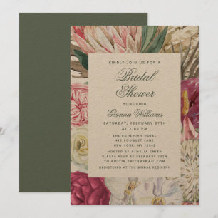 Invitación Watercolor Floral Elegante Ducha Bridal