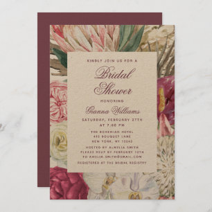 Invitación Watercolor Floral Elegante Ducha Bridal