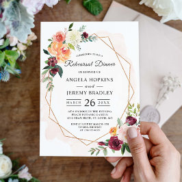 Invitación Watercolor Floral Elegante Moda Ensayo Cena