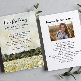 Invitación Watercolor Floral Field Celebración de la Vida Fot