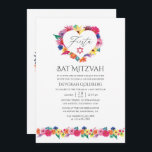 Invitación Watercolor Floral Fiesta Bat Mitzvah<br><div class="desc">Fiesta floral de color de agua murciélago mitzvah invito con tipografía de escritura a mano diseñada para ser rápida y fácilmente adaptada a las especificaciones de tu evento.</div>