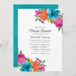Invitación Watercolor Floral Fiesta Virtual Shower