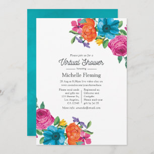 Invitación Watercolor Floral Fiesta Virtual Shower