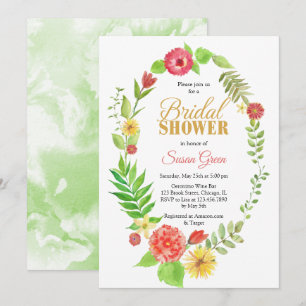 Invitación Watercolor Floral Frame Bridal Shower