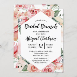 Invitación Watercolor Floral Hexagon Bridal Brunower